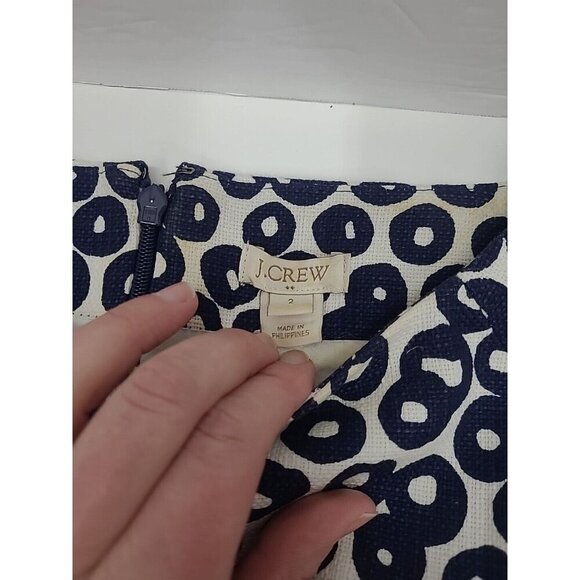 J. Crew Sheath Dress Women's Size 2 Black and Cream Circles Midi Lined Career - Picture 4 of 8